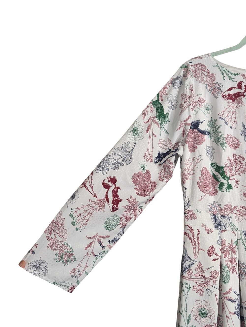 ModCloth Woodland Animal Botanical Fit & Flare Midi Dress XL Long Sleeve Lined - Picture 4 of 11
